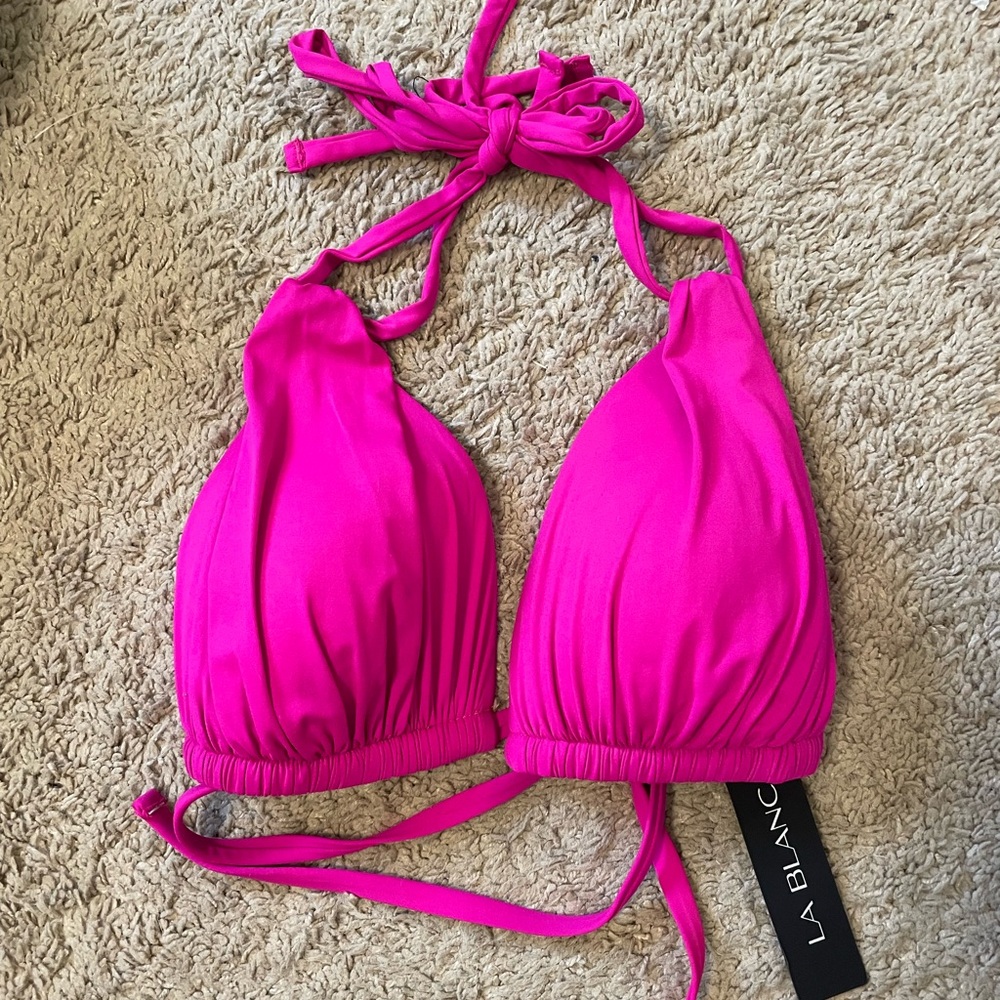 NWT Sz 10 La Blanca Island Goddess Bright Pink Bikini Top